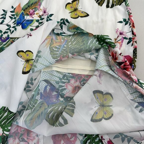 Neharsha Sleeveless Midi Dress Size M Butterfly Floral Tropical Slit Beach - Picture 4 of 13